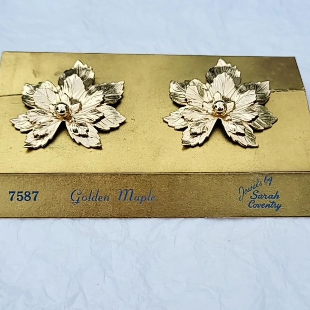 SARAH COVENTRY "GOLDEN MAPLE" EARRINGS - ORIGINAL CARD - Picture 2 of 6
